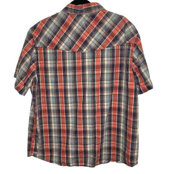 Ecoths men’s orange plaid button up shirt short sleeve - Picture 2 of 8